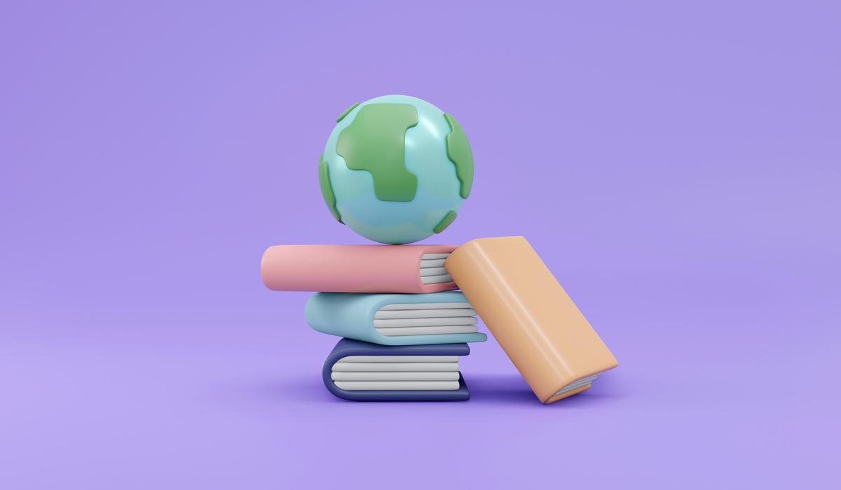 3D Render background concept of worldwide educarion study abroad